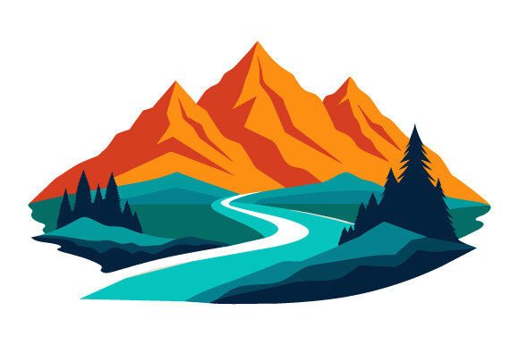 Download Captivating Mountain-with-River Vector. - Captivating Collection