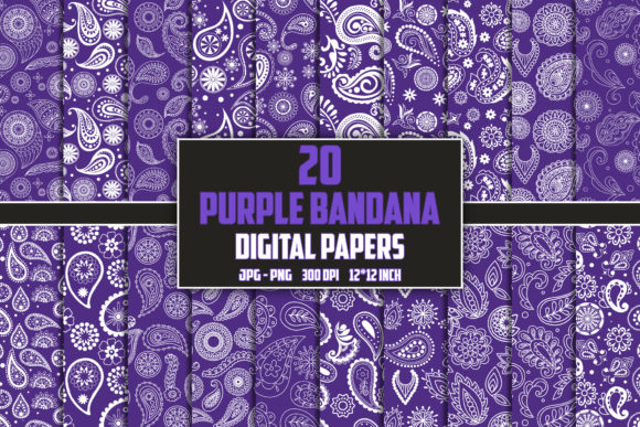 Download Purple Bandana Paisley Digital Papers - Bandana Collection