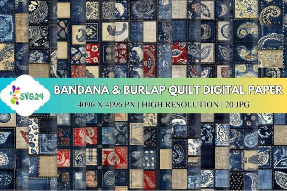 Download Bandana &amp; Burlap Quilt Digital Paper - Bandana Collection