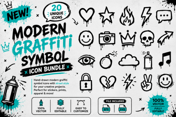 Download Modern Graffiti Symbol Icons Vector Pack - Premium Resources